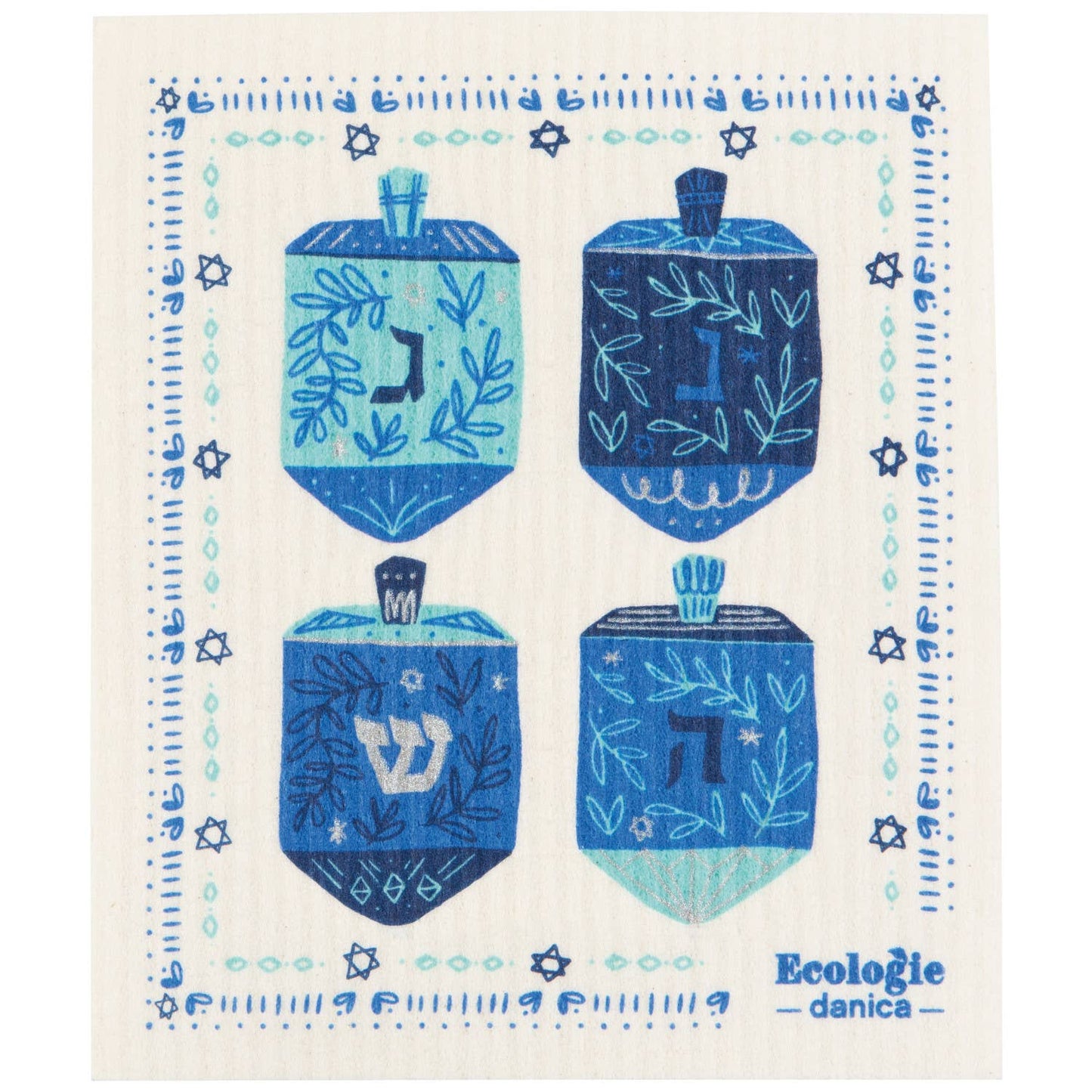 Dreidels Hanukkah Swedish Dishcloth