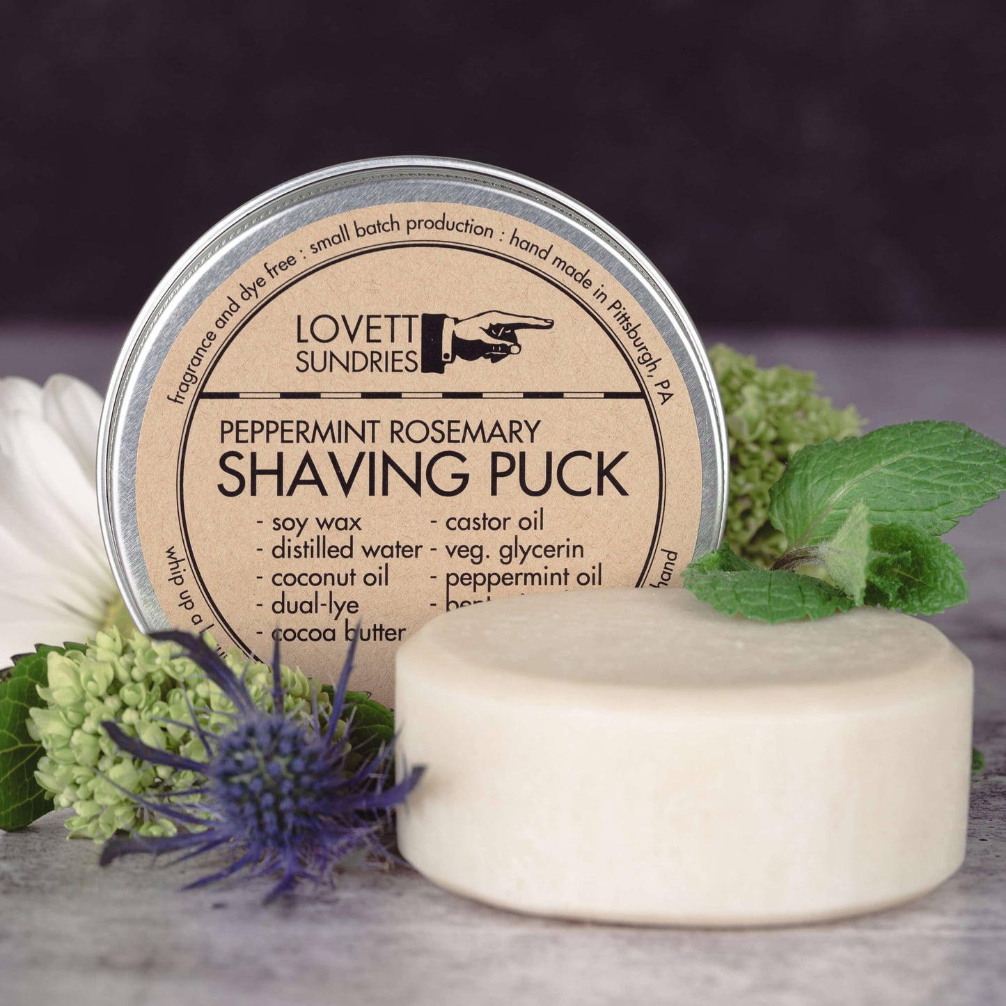 Shaving Puck: Peppermint Rosemary