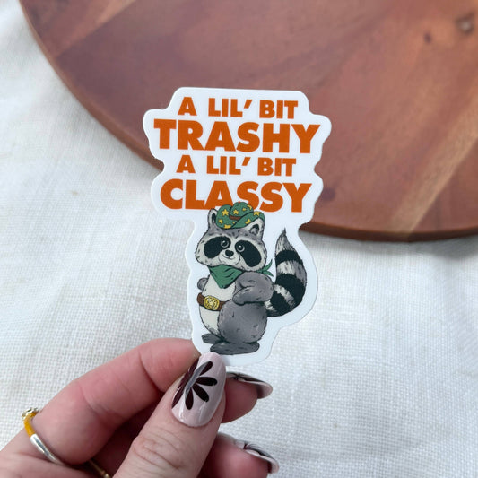 A Lil Bit Trashy A Lil Bit Classy Cowboy Raccoon Sticker