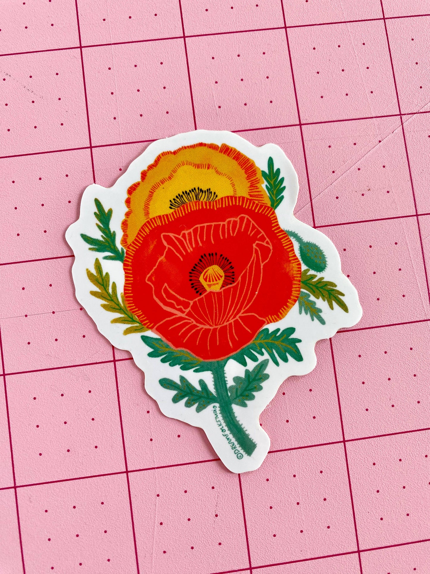 Poppy Flower Sticker - California State Flower - Wildflowers