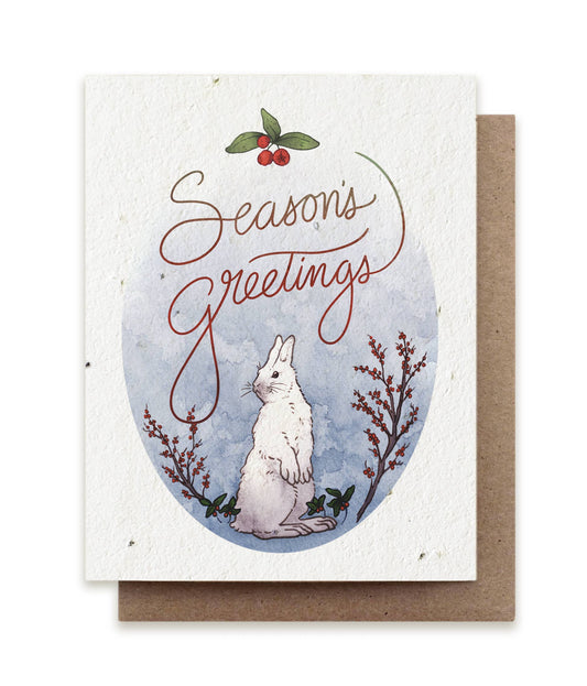 Season's Greetings Snowshoe Hare Plantable Herb Seed Card