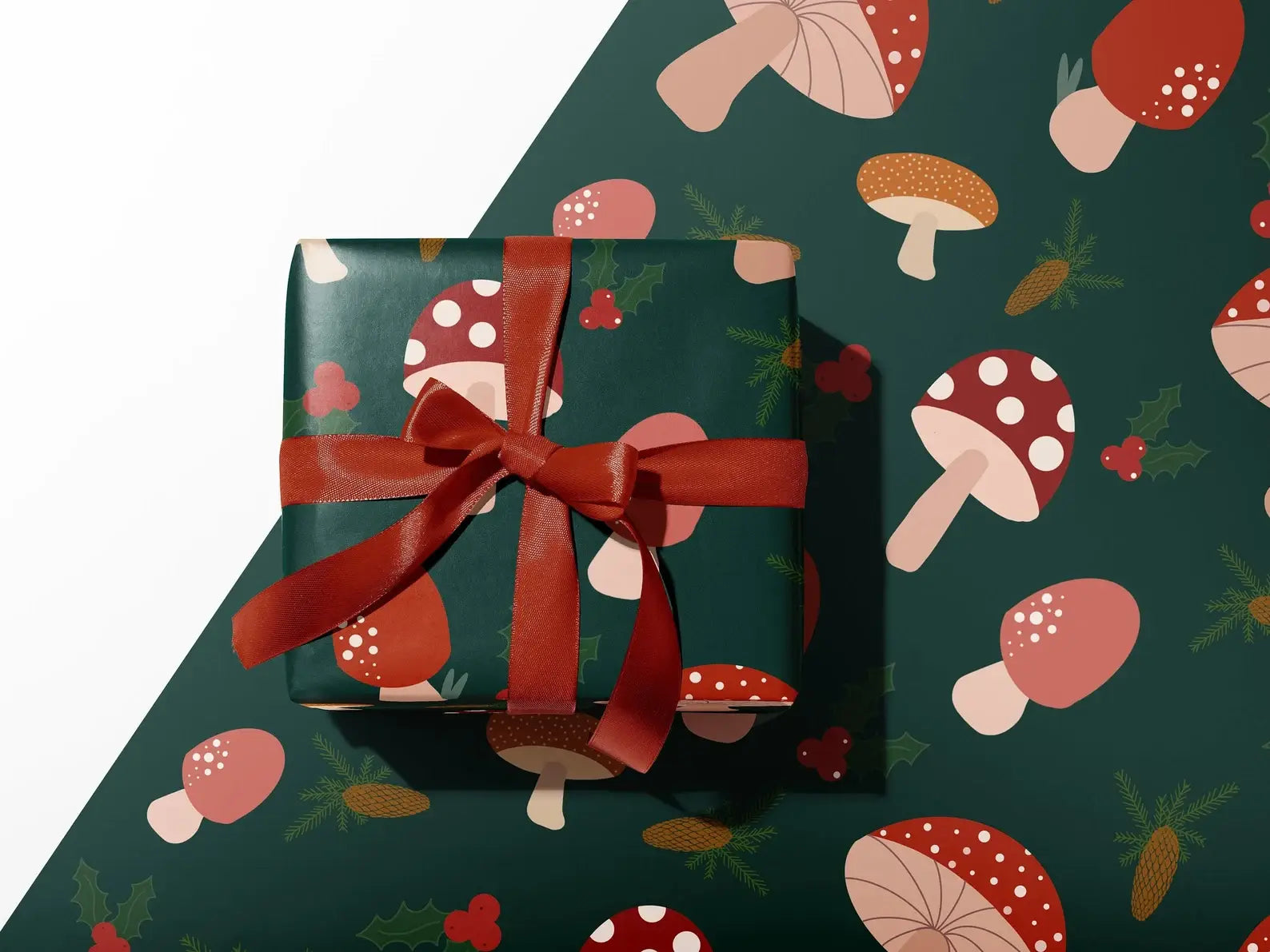 Mushroom Wrapping Paper , Christmas Mushroom, Mushroom Christmas