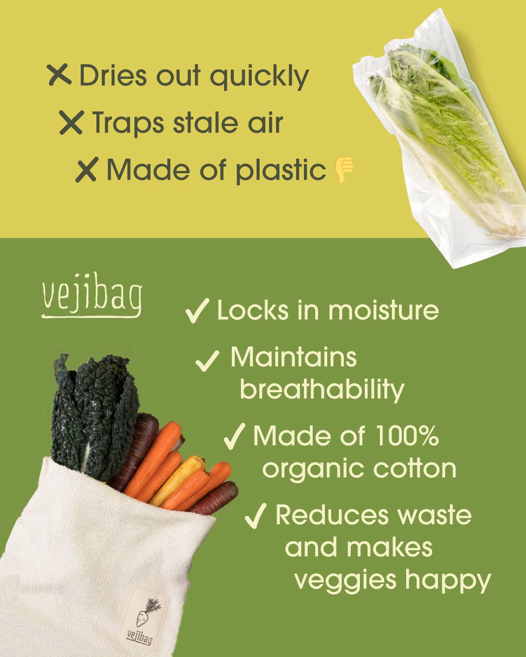 MINI Reusable Vegetable Storage Bag Snacks, Herbs, Meal Prep