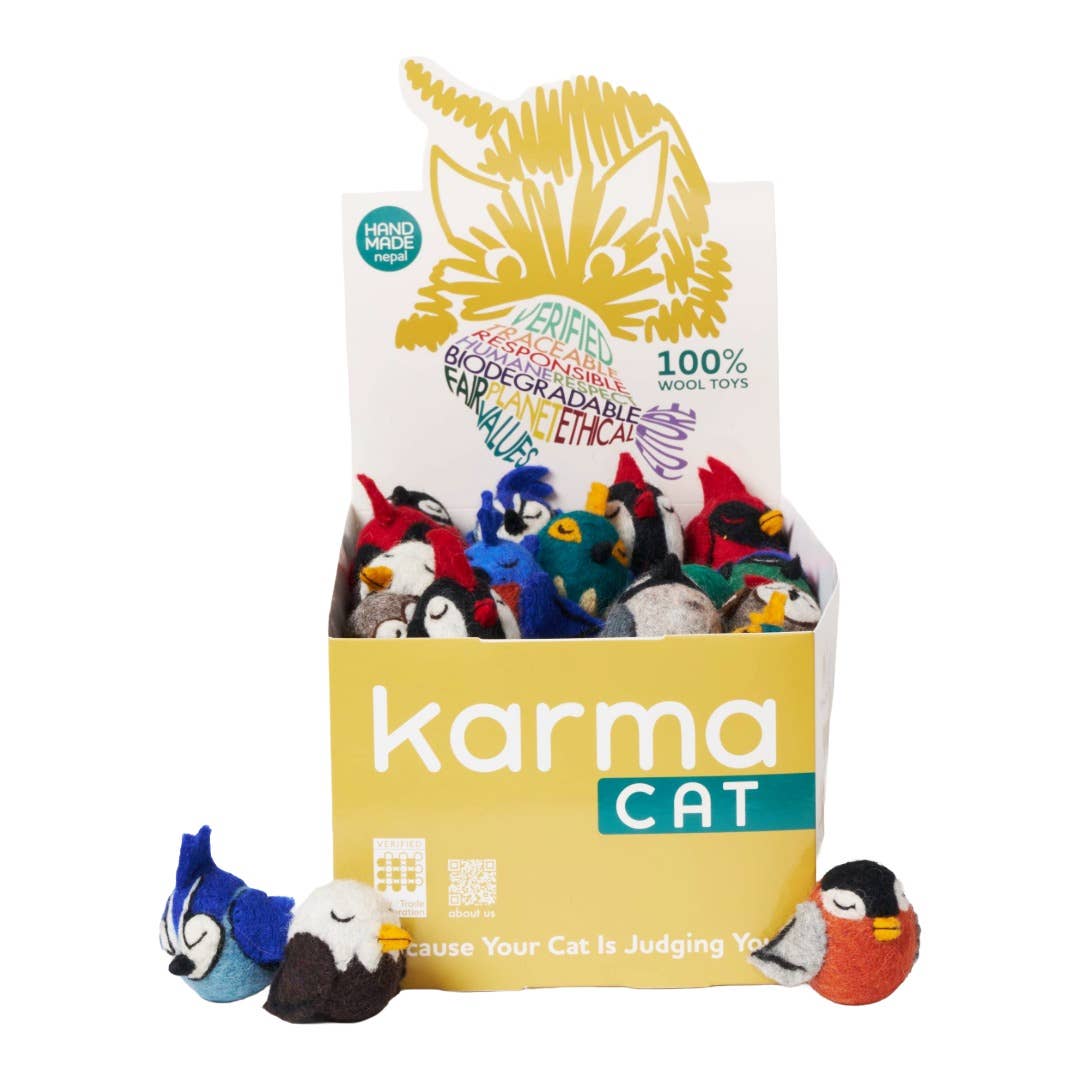 Wild Birds Wool Cat Toy - 48 Asst. Counter Display