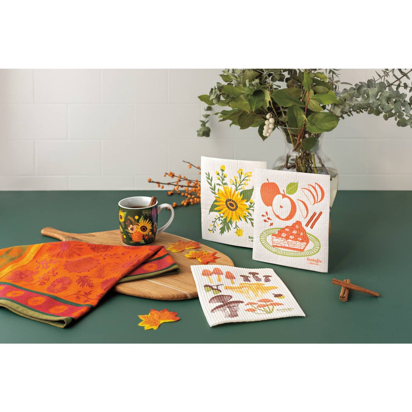 Field Mushrooms Swedish Dishcloth