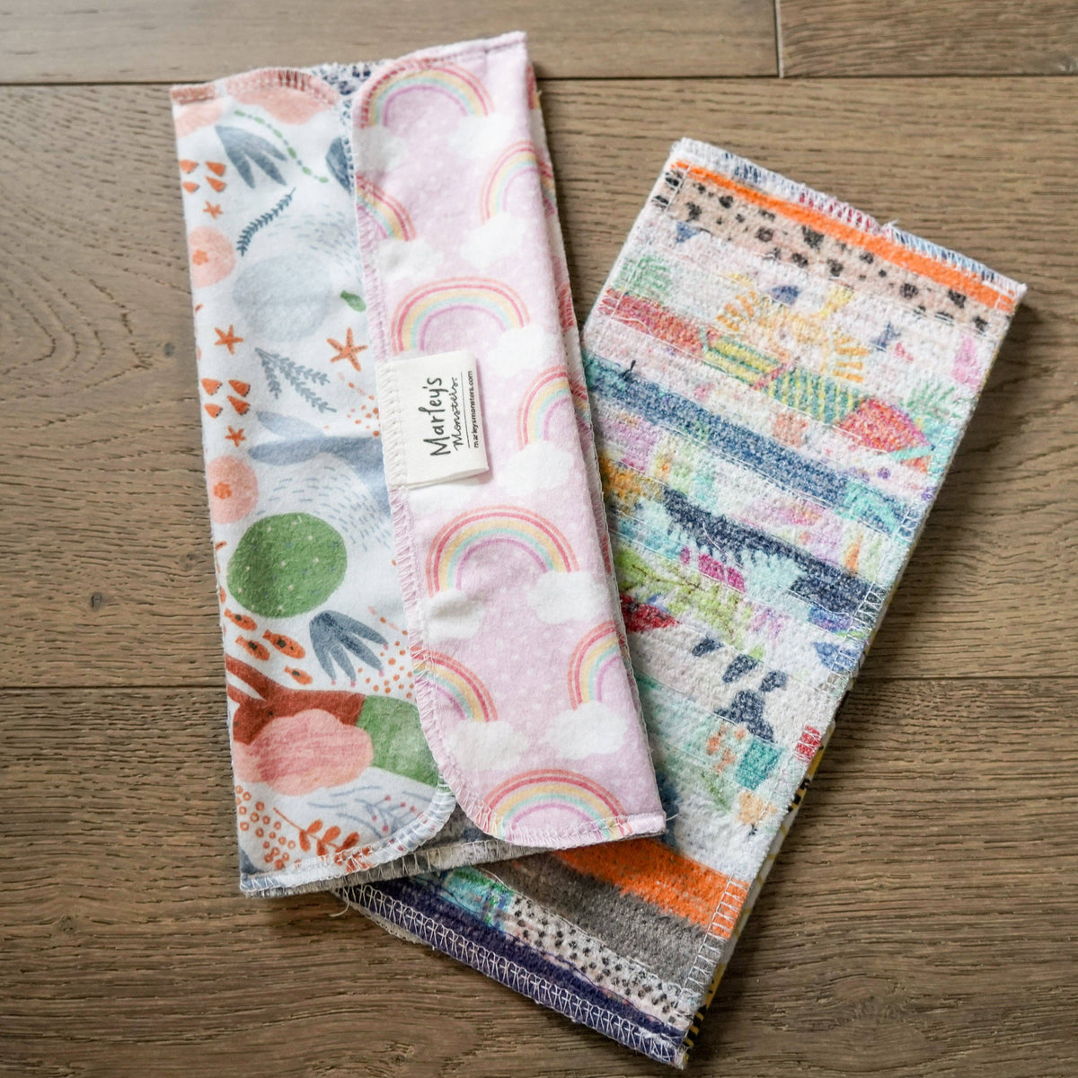 Scrap Felt Mop Pads: Set of 2 - Rainbow
