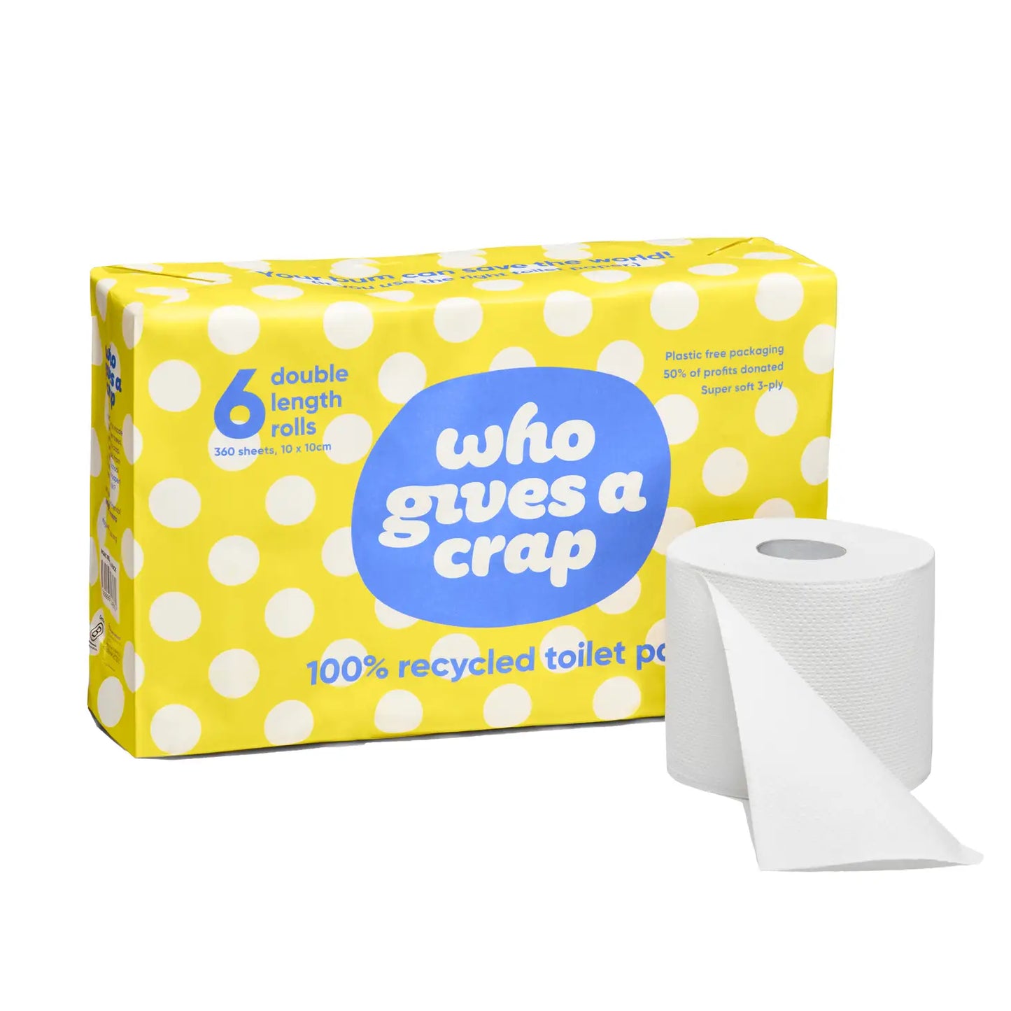 100% Recycled Toilet Paper - Plastic-free - 6 Pack