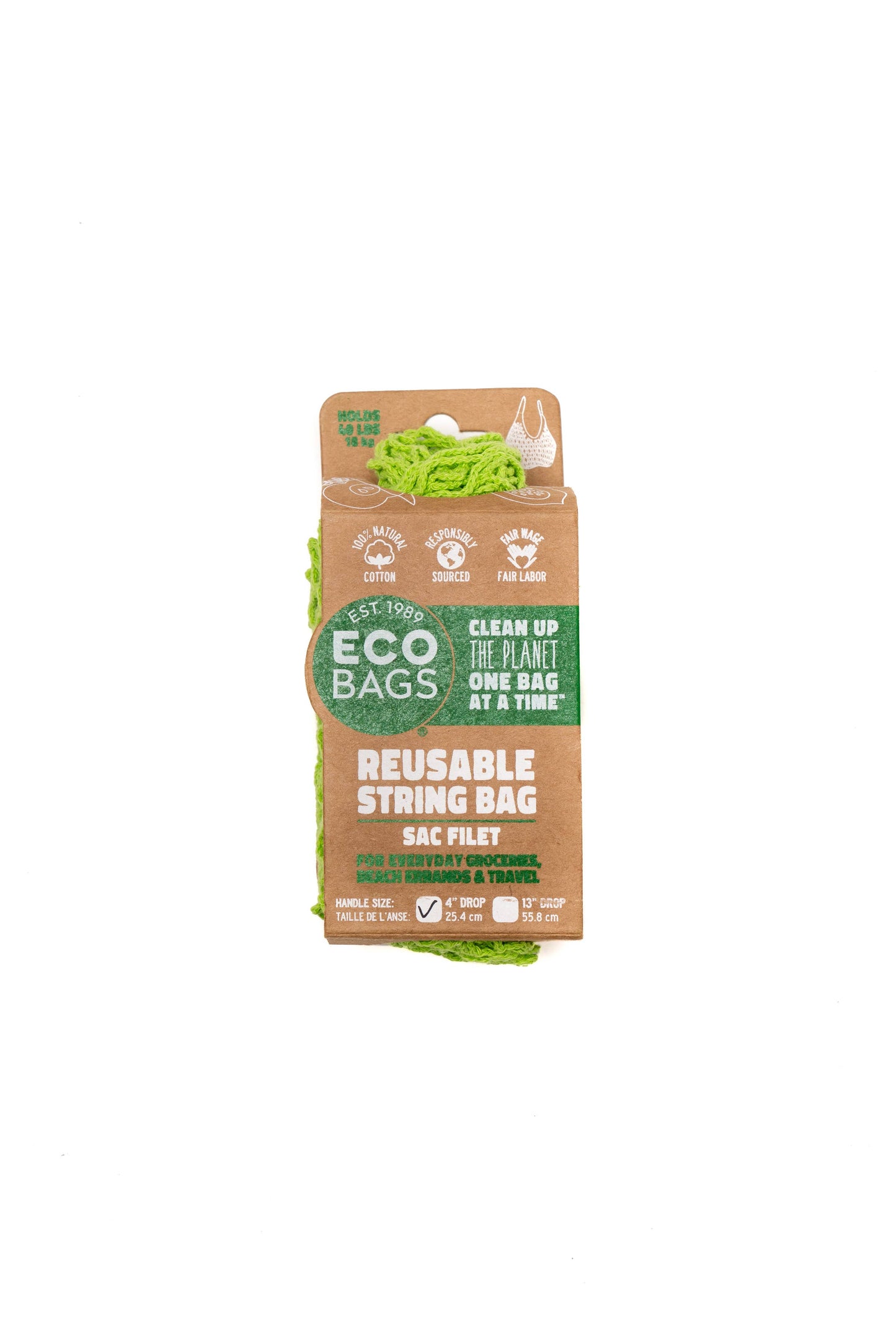 ECOBAGS Market Collection String Bag - Short Handle - Green
