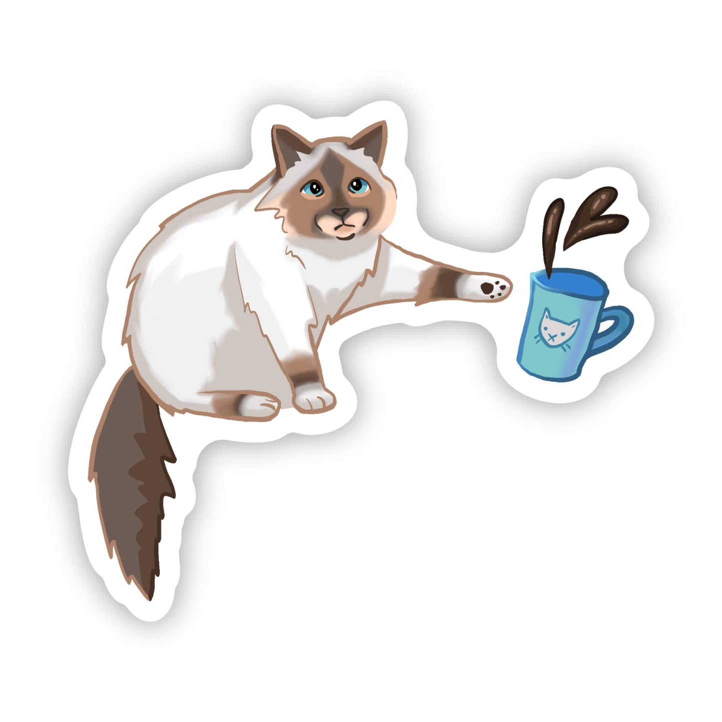 Cat Knocking Over Coffee Sticker