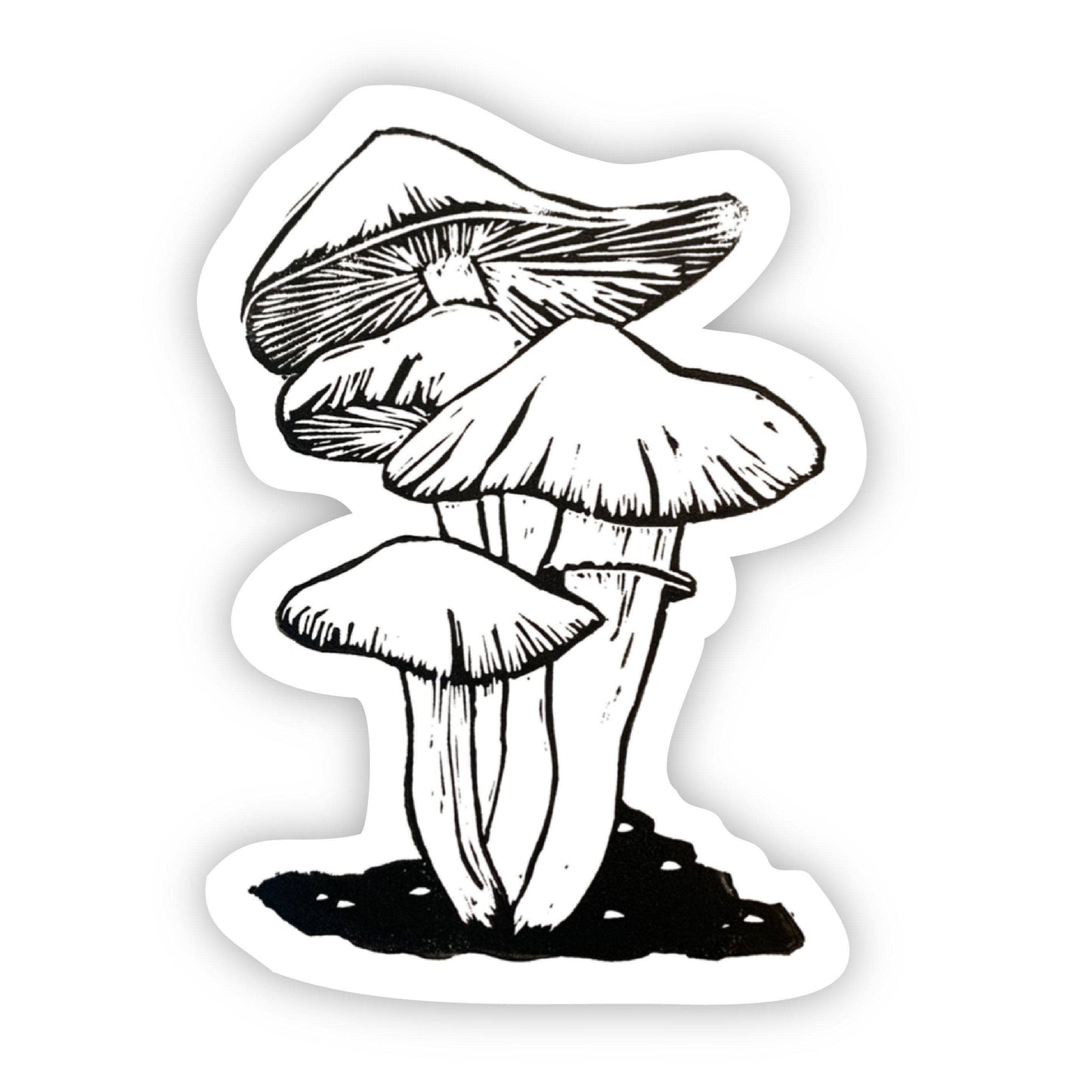 Mushrooms Nature Sticker (Black and White)