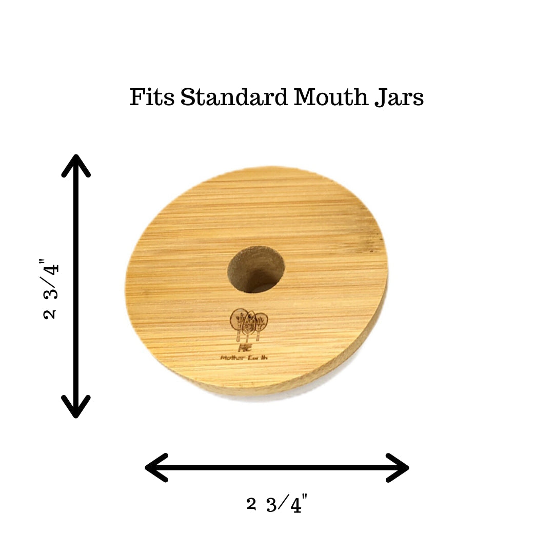 Straw Hole Bamboo Drinking Mason Jar Lid