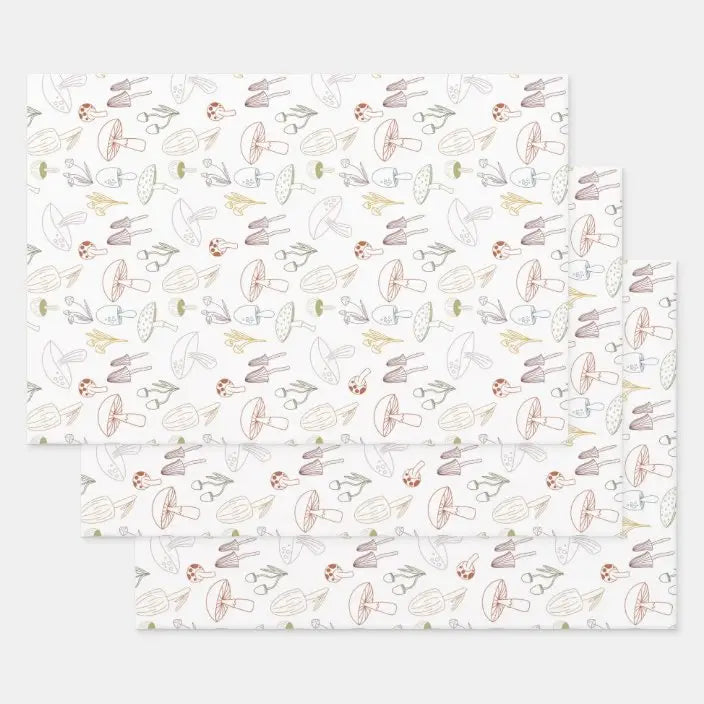 Minimalist Neutral Mushroom - Wrapping Paper Sheets