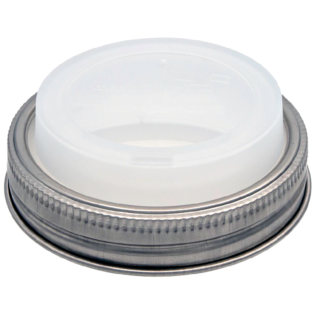 Silicone Drinking Lid with Stainless Steel Band for Jars