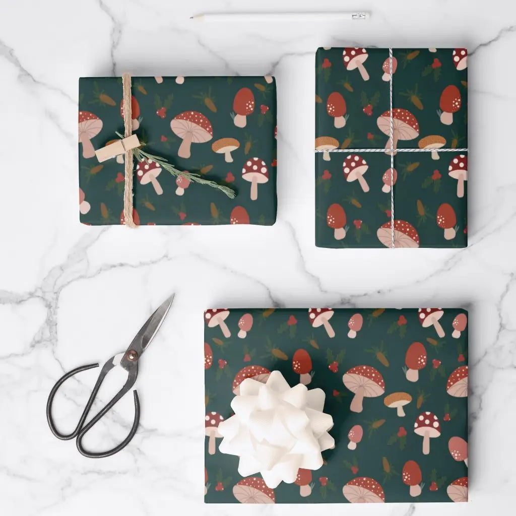 Woodland Mushroom Christmas - Wrapping Paper Sheets – Green Home & Co.