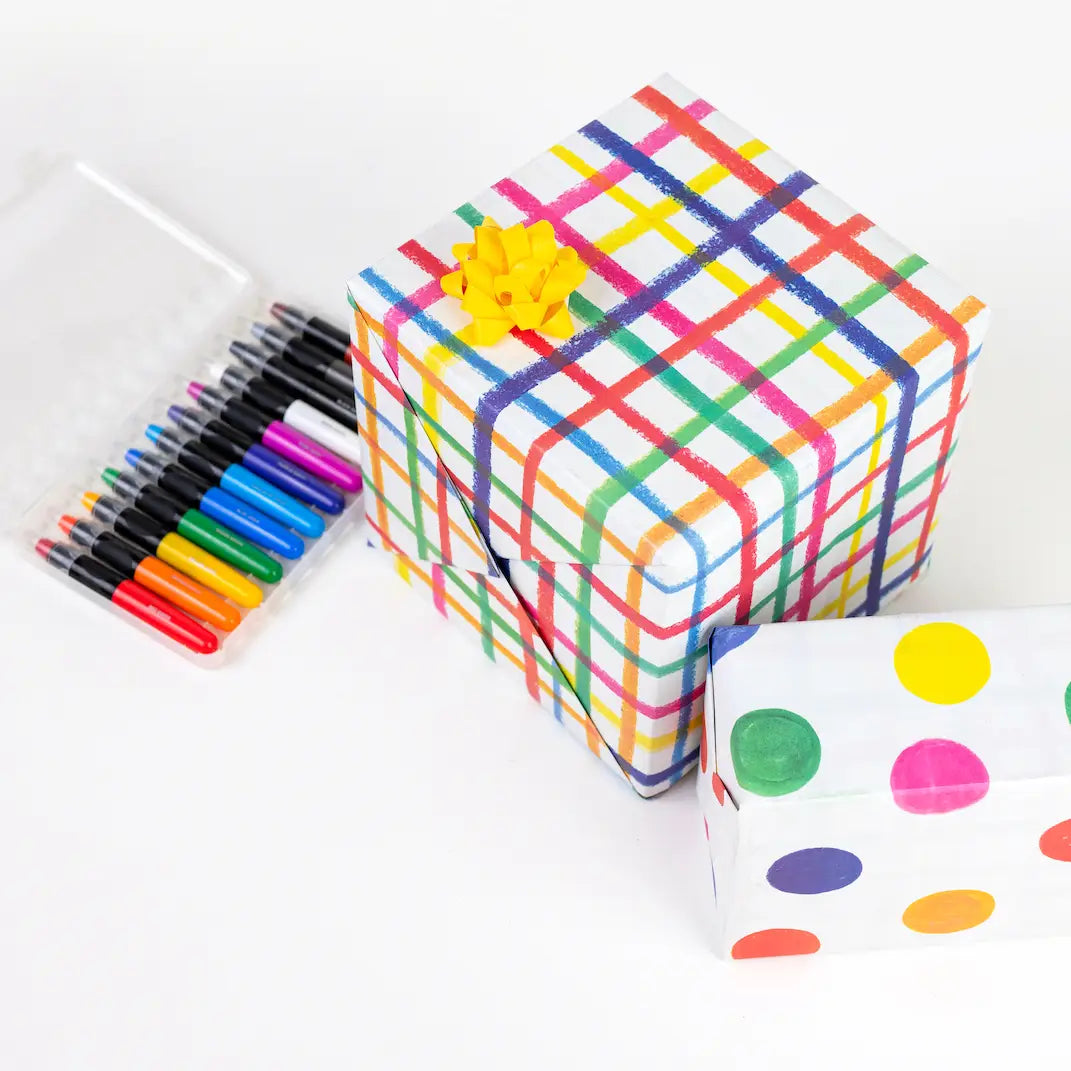 Jumbo Plaid/ Dot • Double-Sided Party Eco Wrapping Paper