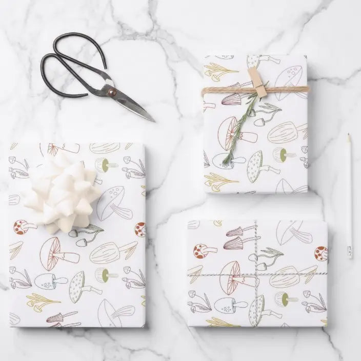 Minimalist Neutral Mushroom - Wrapping Paper Sheets – Green Home & Co.
